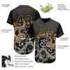 Custom Black Old Gold 3D Pattern Design Octopus Wrapped Around Dart Board Authentic Baseball Jersey