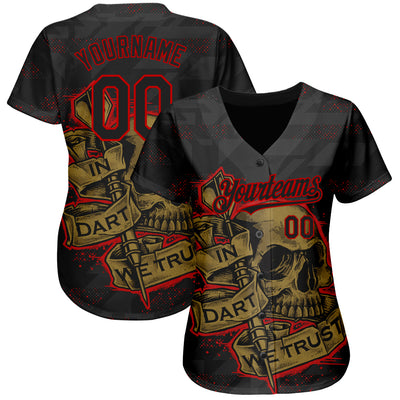 Custom Steel Gray Red-Old Gold Authentic Baseball Jersey Fast