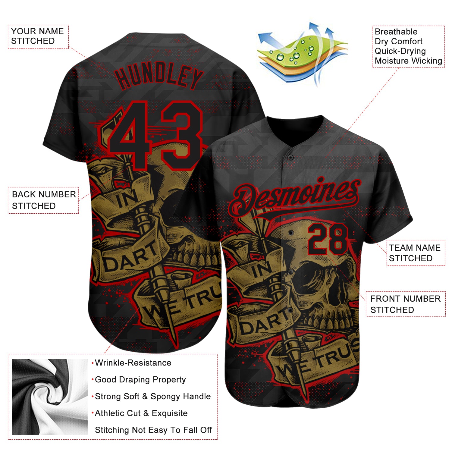 Custom Red Red-Gold 3D Pattern Design Flame Authentic Baseball Jersey