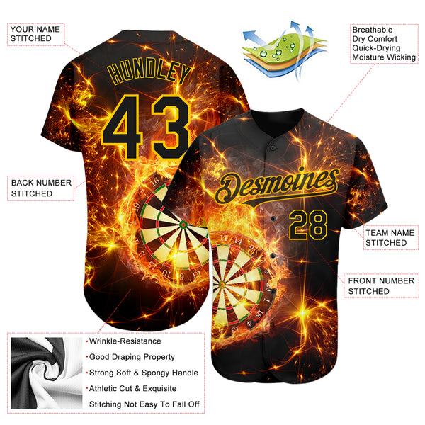 Custom Red Red-Gold 3D Pattern Design Flame Authentic Baseball Jersey Fast  Shipping – FiitgCustom