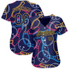 Custom Navy Gold 3D Pattern Design Bowling Authentic Baseball Jersey