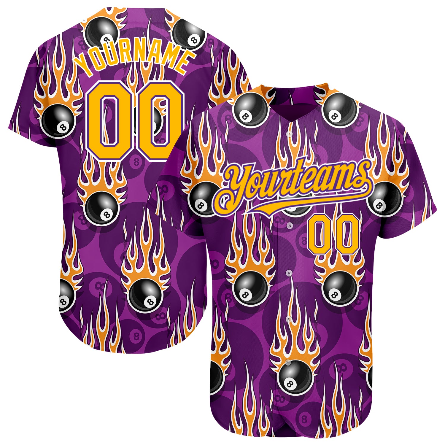 Custom 3D Pattern Baseball Jersey White Purple-Gray Design Bowling Ball  Authentic - FansIdea