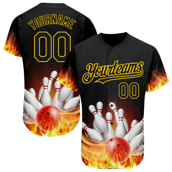 Custom Red Red-Gold 3D Pattern Design Flame Authentic Baseball Jersey  Clearance – FanCustom