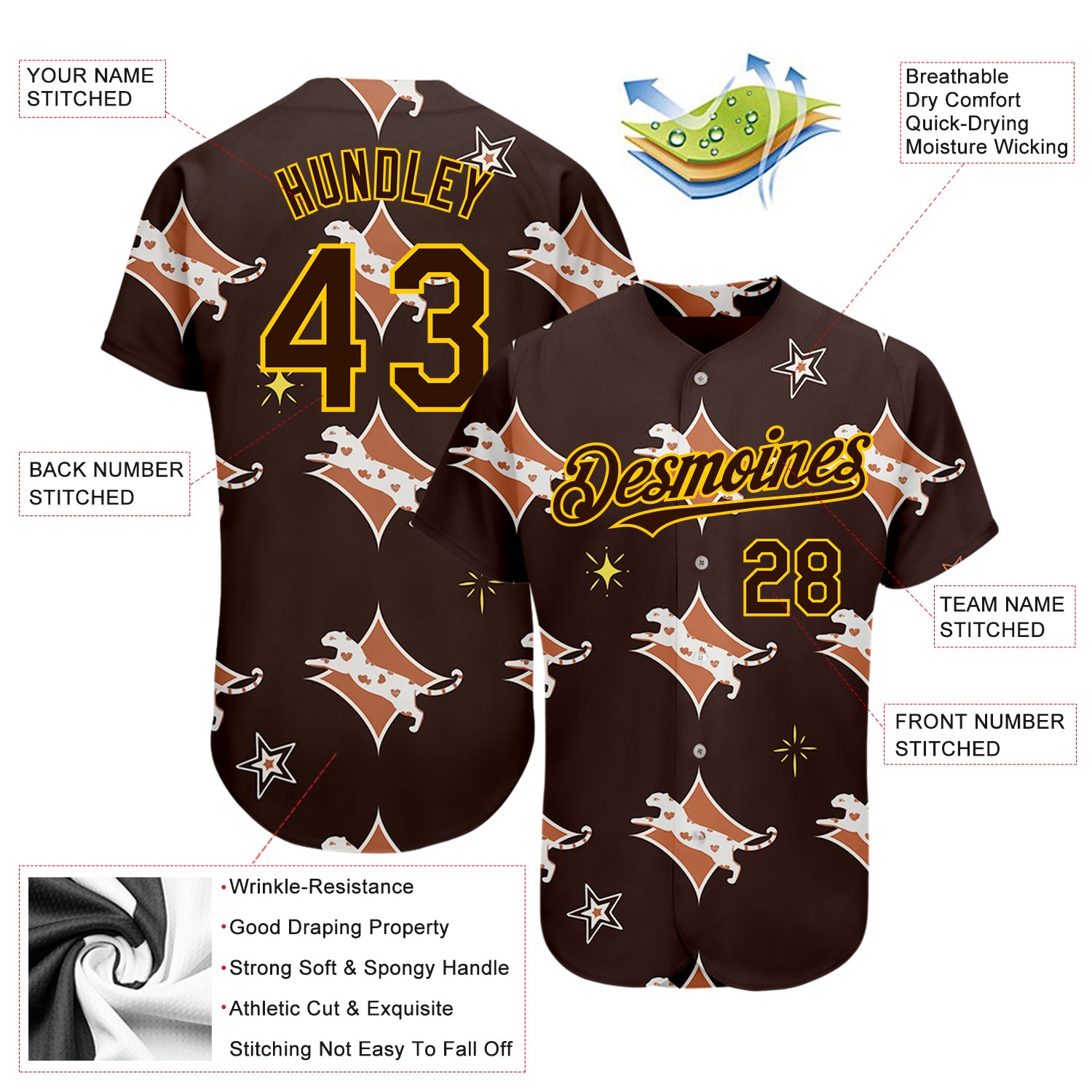 Custom Cream Baseball Jersey Brown Authentic - FansIdea