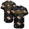 Custom Black Old Gold 3D Pattern Design Leopard Authentic Baseball Jersey