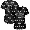 Custom Black White 3D Pattern Design Ox Authentic Baseball Jersey