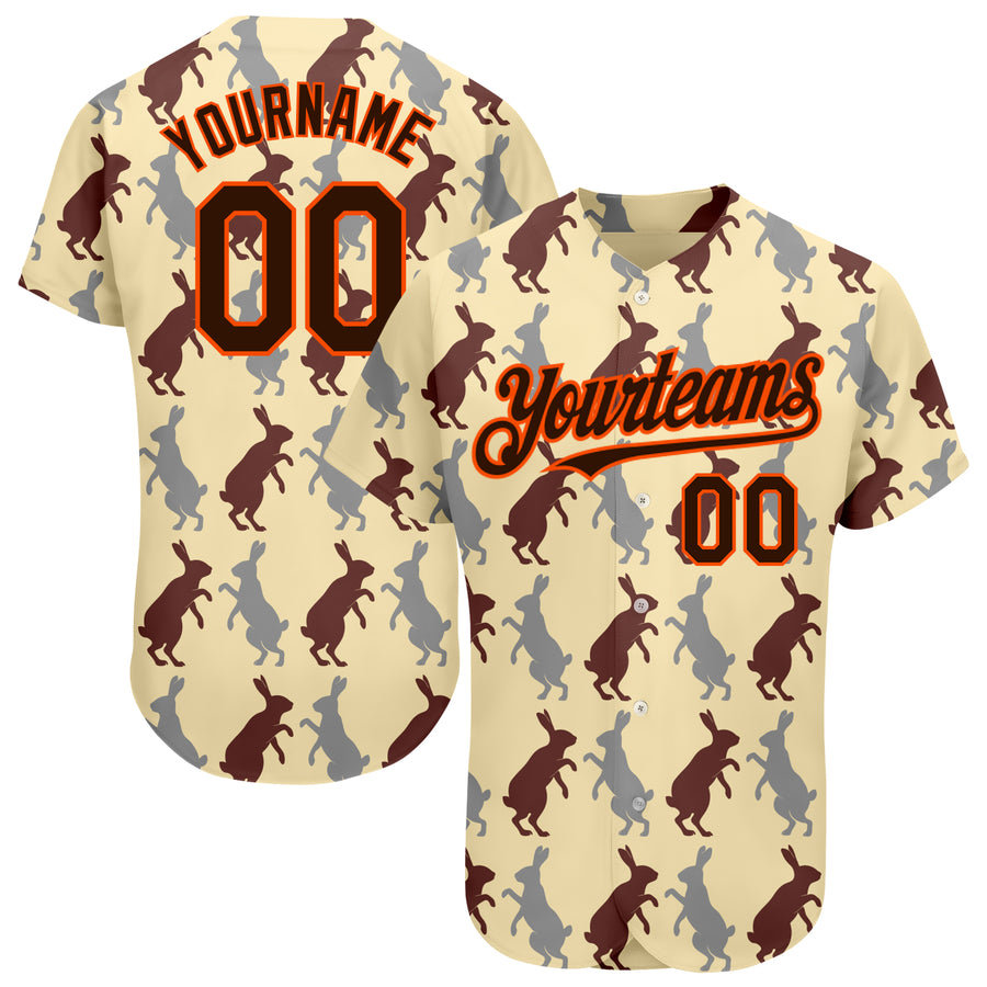 Custom 3D Pattern Baseball Jersey Cream Crimson-Black Design Cat Authentic  - FansIdea