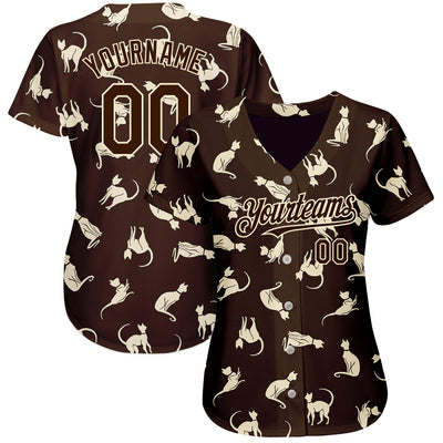 Custom Cream Baseball Jersey Brown Authentic - FansIdea