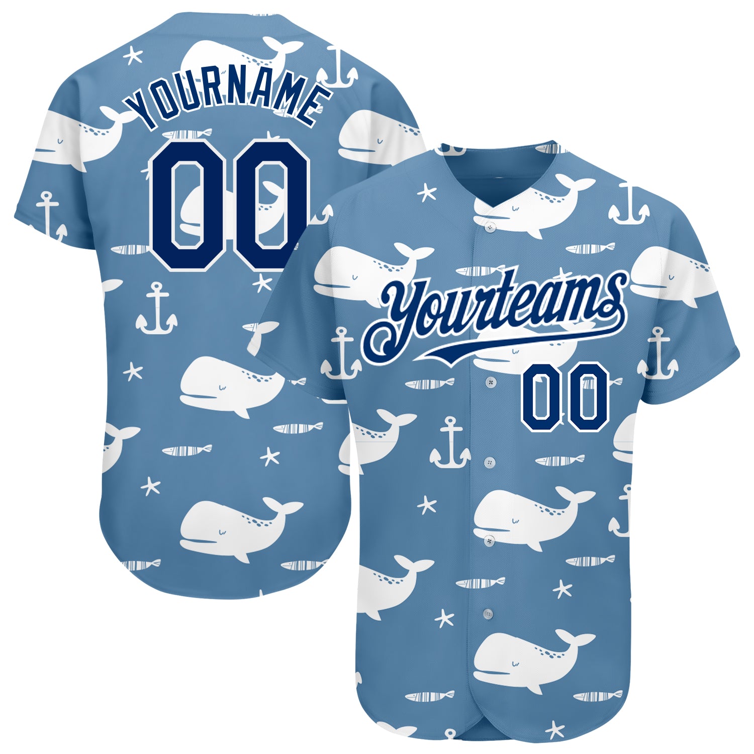 Custom Light Blue White-Navy Authentic Two Tone Baseball Jersey