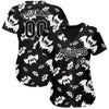 Custom Black White 3D Pattern Design Bat Authentic Baseball Jersey