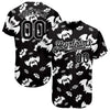 Custom Black White 3D Pattern Design Bat Authentic Baseball Jersey