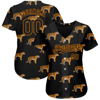 Custom 3D Pattern Baseball Jersey Orange Orange-Black Design Tiger  Authentic - FansIdea