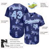 Custom Dark Purple Light Blue-White 3D Pattern Design Tiger Authentic Baseball Jersey