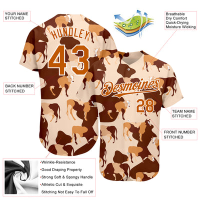 Custom Cream Baseball Jersey Brown Authentic - FansIdea