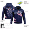 Custom Stitched Navy-White 3D Pattern Design Flamingo Sports Pullover Sweatshirt Hoodie