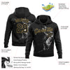 Custom Stitched Black-Old Gold 3D Pattern Design Gorilla Sports Pullover Sweatshirt Hoodie