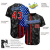 Custom Black Red-Royal 3D Pattern Design Billiards Snooker 8 Ball American Flag Authentic Baseball Jersey