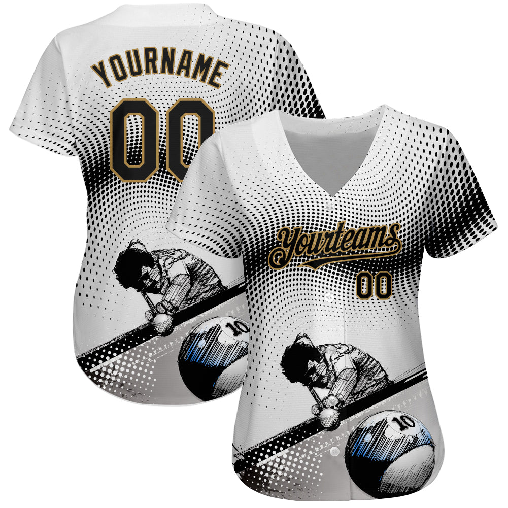 Custom Old Gold Black-White Authentic Baseball Jersey