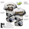 Custom White Black-Old Gold 3D Pattern Design Billiards Authentic Baseball Jersey