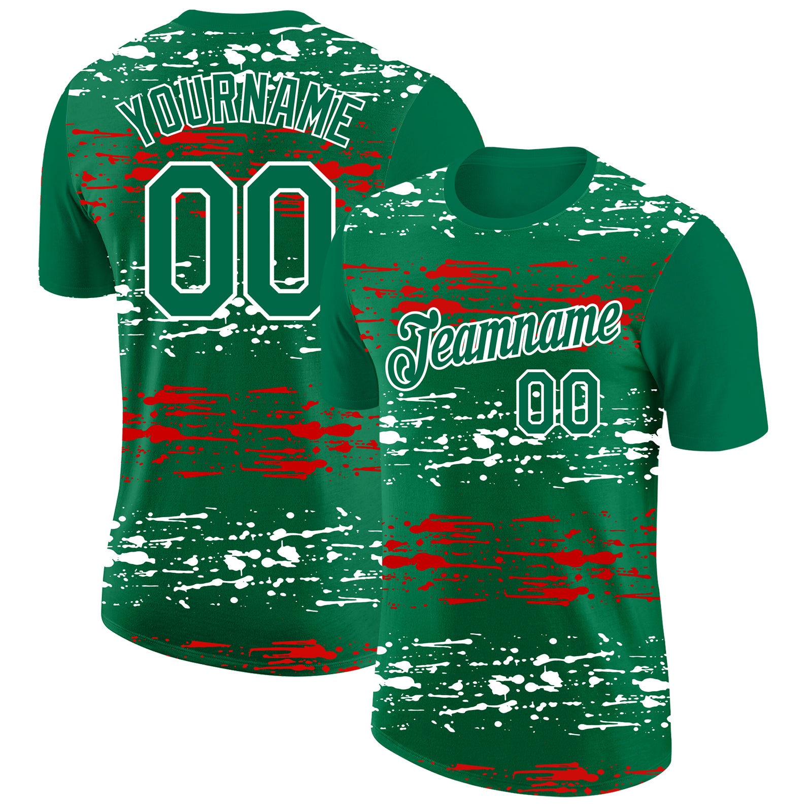 Custom Kelly Green Performance T-Shirt Red-White 3D Mexico - FansIdea