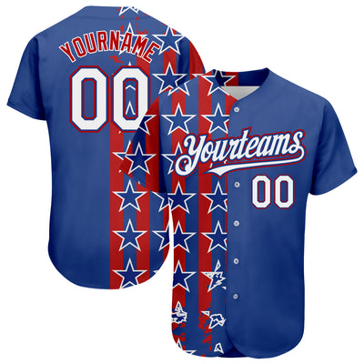 Custom American Flag Patriotic White Royal-Red Baseball Jersey