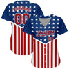 Custom Royal Red-White 3D American Flag Authentic Baseball Jersey