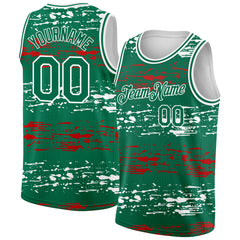 Custom White Kelly Green-Red 3D Mexico Splashes Authentic Basketball J –  Fiitg