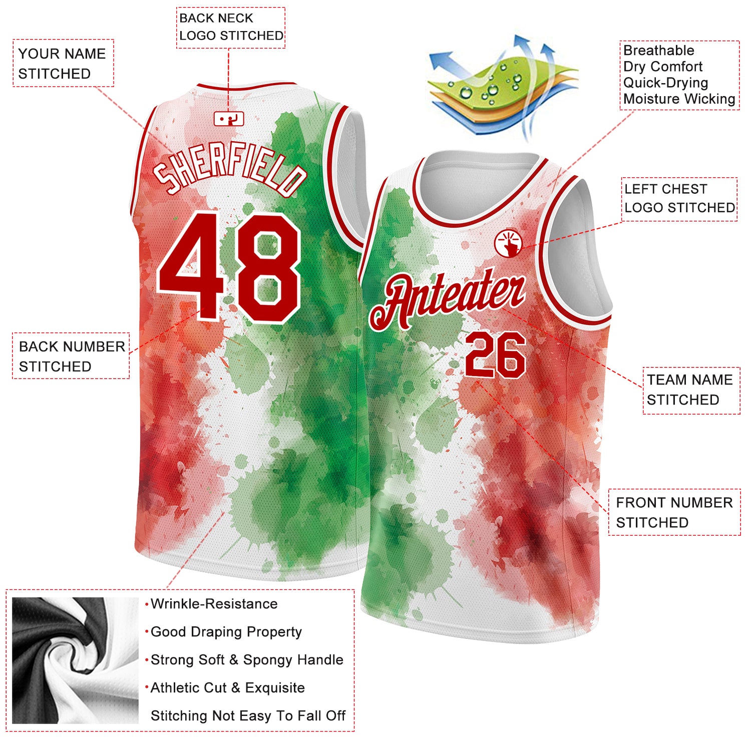 Athletic Knit Custom Sublimated Basketball Jersey Design 1167 | Basketball | Custom Apparel | Sublimated Apparel | Jerseys XL