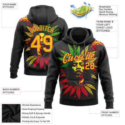 Custom Stitched Black Yellow-Red 3D Pattern Design Black History Month Sports Pullover Sweatshirt Hoodie