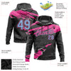 Custom Stitched Black Light Blue-Pink 3D Pattern Design Torn Paper Style Sports Pullover Sweatshirt Hoodie