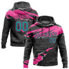 Custom Stitched Black Teal-Pink 3D Pattern Design Torn Paper Style Sports Pullover Sweatshirt Hoodie