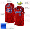 Custom Red Royal-White 3D Pattern Design Spider Web Authentic Basketball Jersey