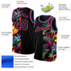 Custom Black Pink-Light Blue 3D PatternTropical Hawaii Palm Leaves Authentic Basketball Jersey