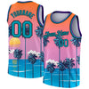 Custom Orange Teal-Black 3D Pattern Sun Beach Hawaii Palm Trees Authentic Basketball Jersey