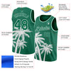 Custom Kelly Green White 3D Pattern Tropical Hawaii Coconut Trees Authentic Basketball Jersey