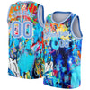 Custom Graffiti Pattern Light Blue-White 3D Grunge Art Authentic Basketball Jersey