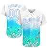 Custom White Light Blue 3D Pattern Design Music Festival Musical Instruments Authentic Baseball Jersey