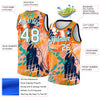 Custom Orange White-Teal 3D Pattern Abstract Hawaii Plant Graffiti Grunge Art Authentic Basketball Jersey