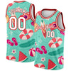 Custom Aqua White-Red 3D Pattern Tropical Hawaii Beach Authentic Basketball Jersey