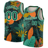 Custom Black Kelly Green-White 3D Pattern Tropical Hawaii Leaves Authentic Basketball Jersey