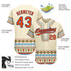 Custom Cream Orange-Royal 3D Pattern Design Traditional African Ethnic Style Authentic Baseball Jersey