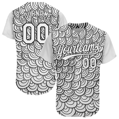 Custom White Black 3D Pattern Design Abstract Doodle Line Art Authentic Baseball Jersey