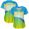 Custom Neon Green White-Sky Blue 3D Pattern Design Abstract Sport Authentic Baseball Jersey