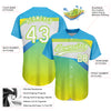 Custom Neon Green White-Sky Blue 3D Pattern Design Abstract Sport Authentic Baseball Jersey