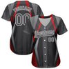 Custom Steel Gray Red-White 3D Pattern Design Abstract Sport Authentic Baseball Jersey