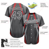 Custom Steel Gray Red-White 3D Pattern Design Abstract Sport Authentic Baseball Jersey