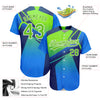 Custom Royal Neon Green-White 3D Pattern Design Abstract Sport Authentic Baseball Jersey