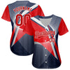 Custom Navy Red-White 3D Pattern Design Abstract Sport Authentic Baseball Jersey