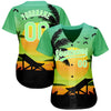 Custom Pea Green Black-White 3D Pattern Design Hawaii Palm Trees And Beach Sunset Authentic Baseball Jersey