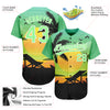 Custom Pea Green Black-White 3D Pattern Design Hawaii Palm Trees And Beach Sunset Authentic Baseball Jersey